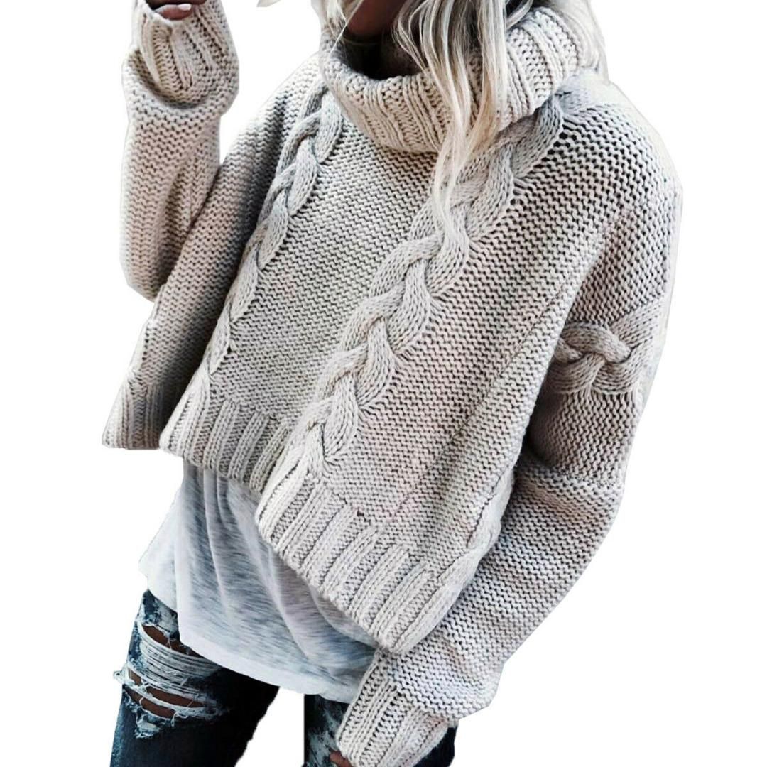 Women Winter Warm Turtleneck Chunky Knitted Sweater Thick Pullover Jumper Tops