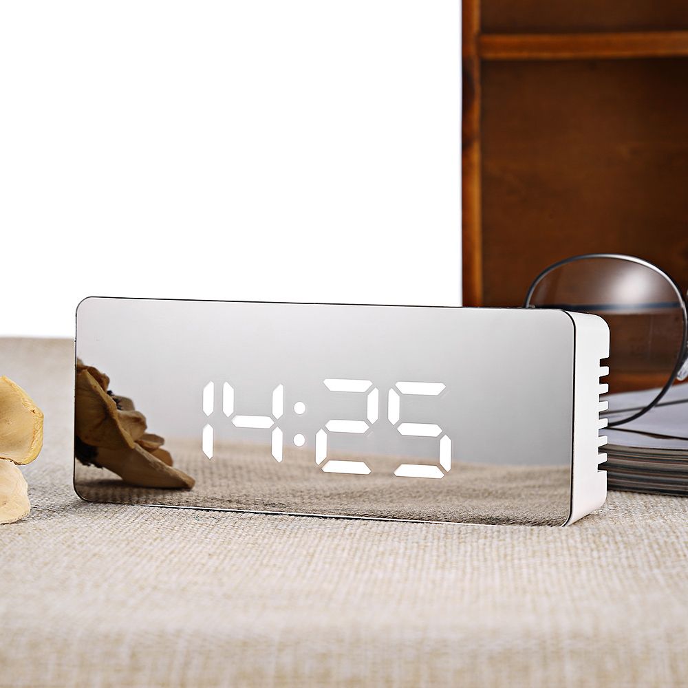2020 Noiseless LED Mirror Clock New Multifunctional Digital Display Time Temperature Night Light