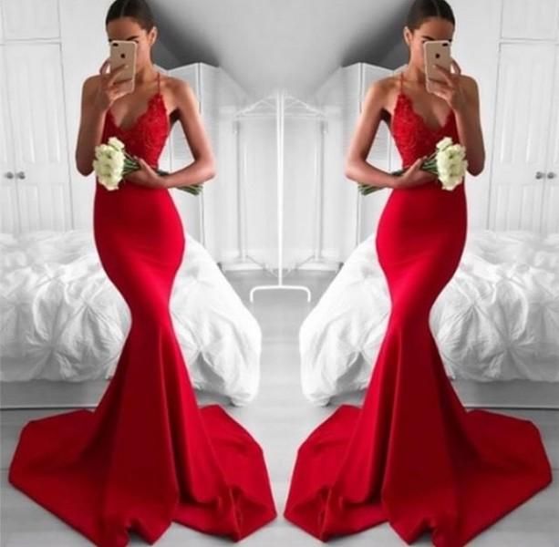 red halter prom dress