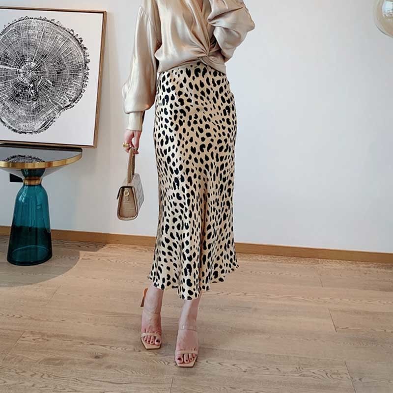 silky leopard print skirt