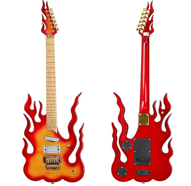 Mahogany Flame Electric Guitar 24 Shaped War Fire Double Rocking Metal