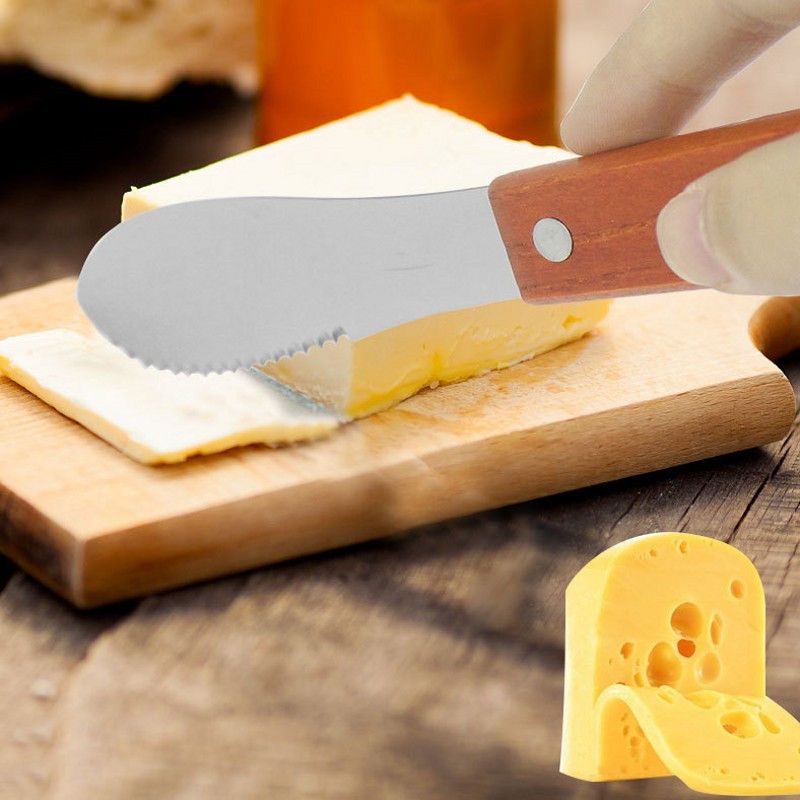 8 unids multifunción mantequilla cuchillos de acero inoxidable amplia mantequilla esparcidores con mango de madera para crema de queso