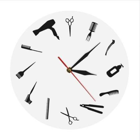 Barber Shop Business Wall Sign Barber Equiment Wall Art Decor Clock Hair Salon Hair Stylist Tools Beauty Salon Modern Wall Clock Wall Clocks Small