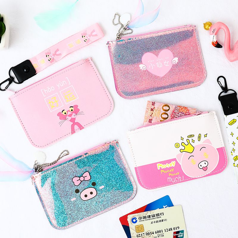 Cartoon Animal Leather Coin Purses Women Mini Wallet Zipper Small Coin Headset Storage Pouch For ...