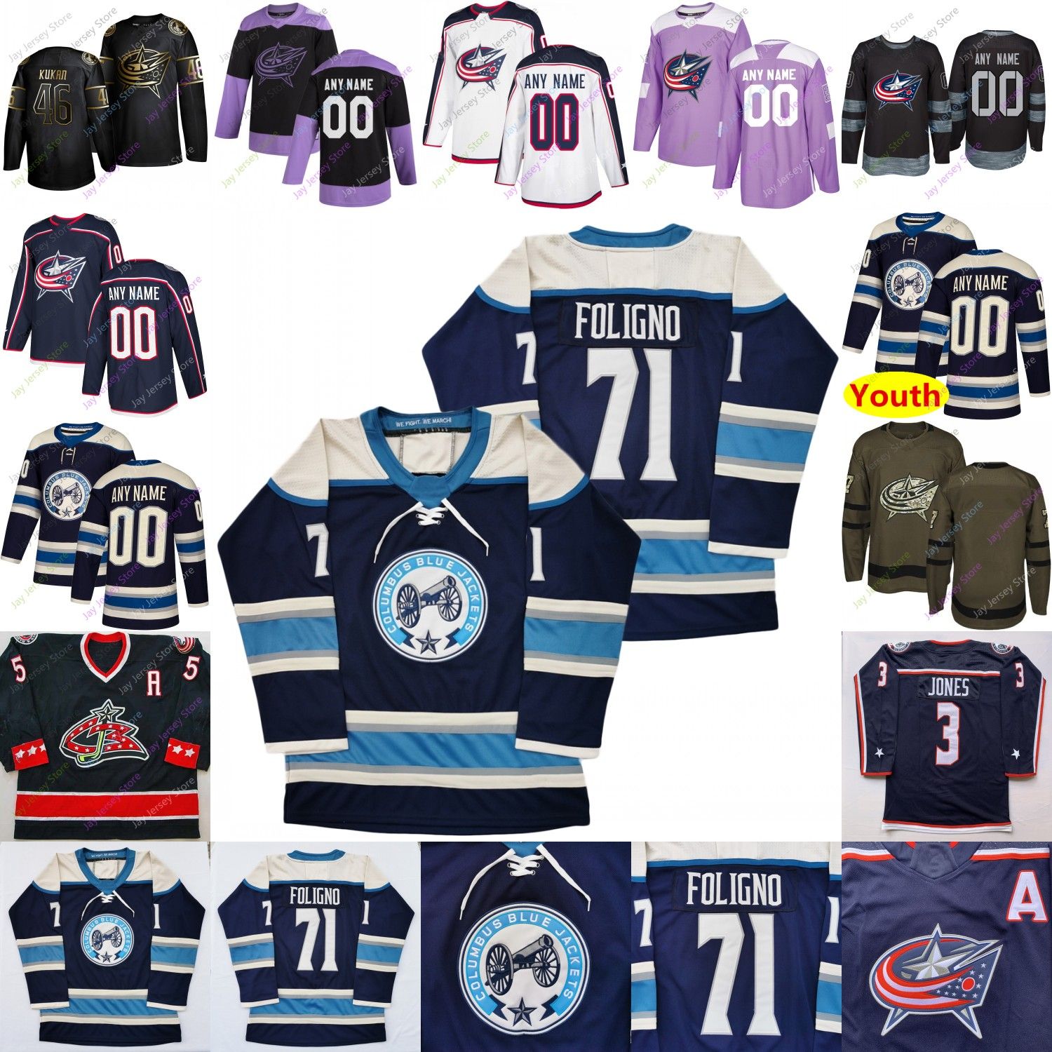 custom blue jackets jersey