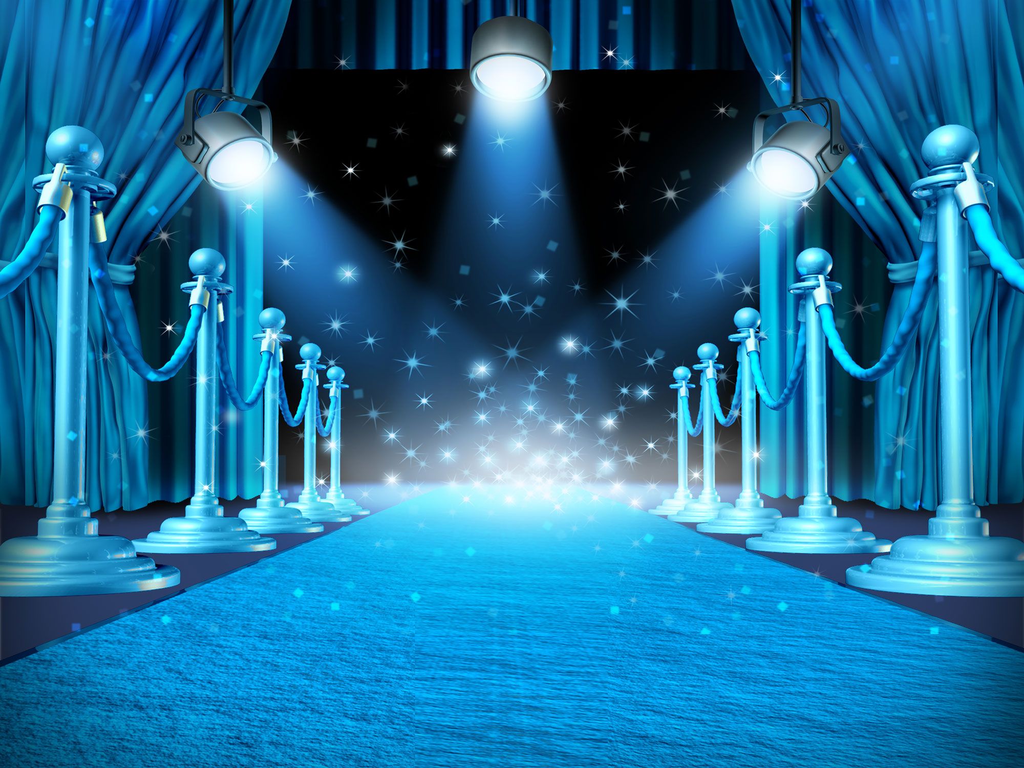 2019 Blue Curtain Stage Spotlight Vinyl Photography Backdrops