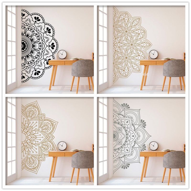 Mandala In Half Wall Sticker Wall Decal Decor Art Living Room Bedroom Mural