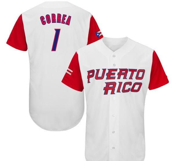 المتر المربع 2017 Puerto Rico World Baseball Classic WBC Jersey 1 Carlos Correa ... المتر المربع