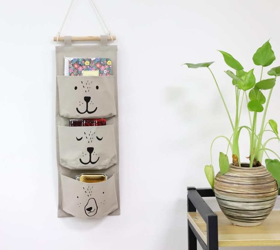 2019 Cute 3 Pockets Hanging Storage Bag Home Closet Door Toy