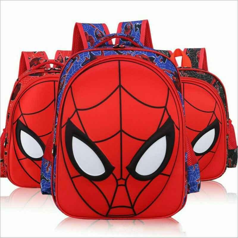 Kids Boys Marvel Spiderman Backpack 3D Travel School Rucksack Lunch Bags 3 Size
