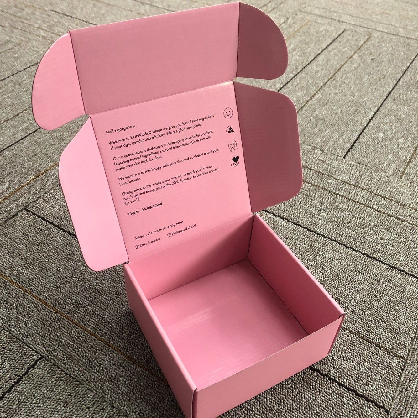 pink shipping boxes