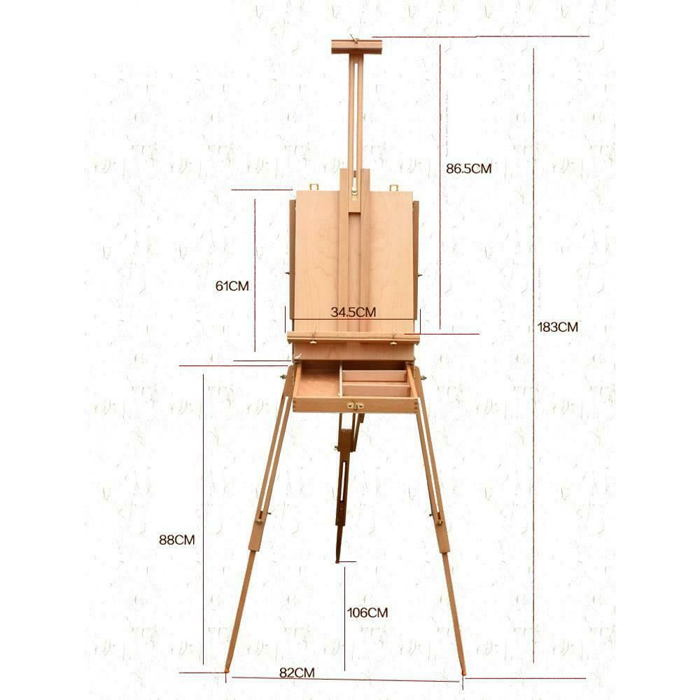 Base de madera port/átil plegable francesa Tabule la base de Dibujo Petr/óleo Pinturas Boceto caja del tr/ípode pintura de caballete de Suministros del artista Arte Color : Wood Color Easel