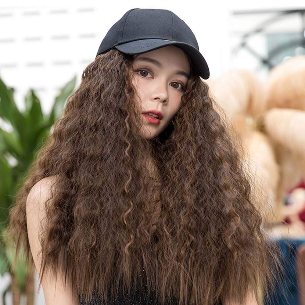 Baseball Hat With Synthetic Hair Wigs For Women Long Wigs Hat And