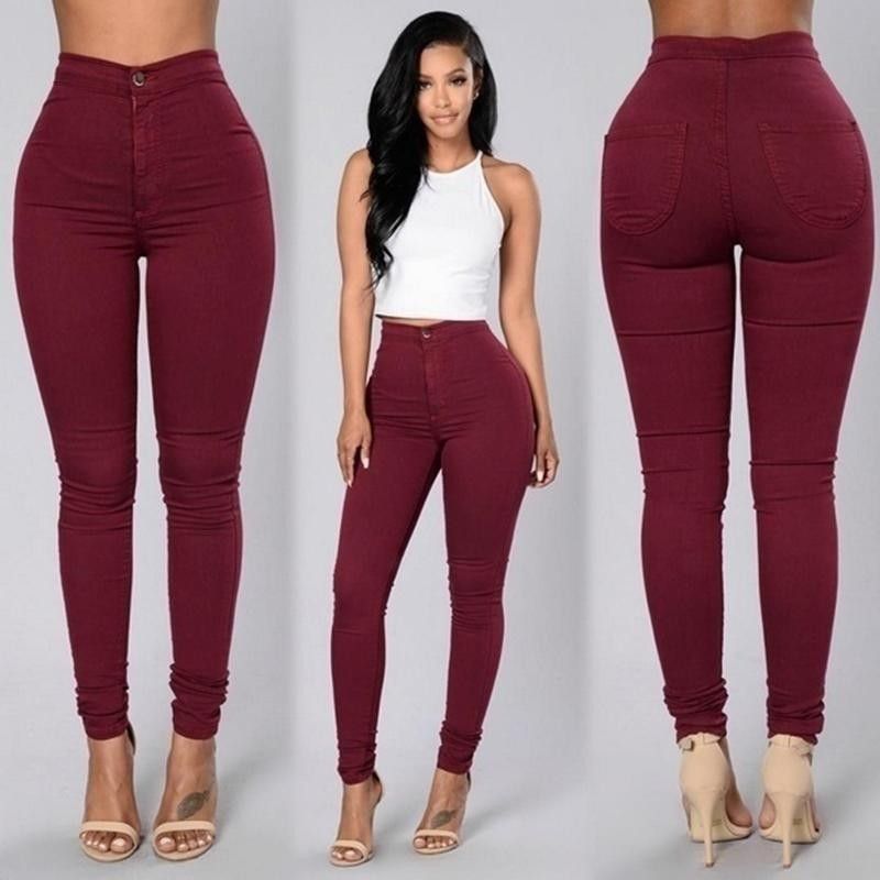 Compre 2018 Lavagem Sólida Skinny Jeans Mulher Cintura Alta NOVA Calças Jeans Plus Size Push Up Calças 2018 Calças Lápis Quente Feminino ** De Wholesale520, $153,41 | Pt.Dhgate.Com
