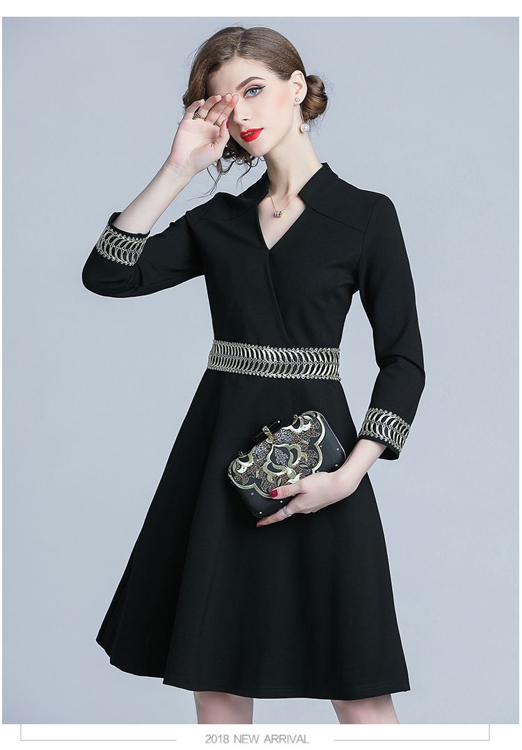 Compre Roupas De Outono De Alta Qualidade Hepburn Pequeno Vestido Preto Europa E Nos Estados Unidos Grande Temperamento Deusa Fã Profissional Slim Sete Poin De Yourgoodopportunity, $191,06 | Pt.Dhgate.Com