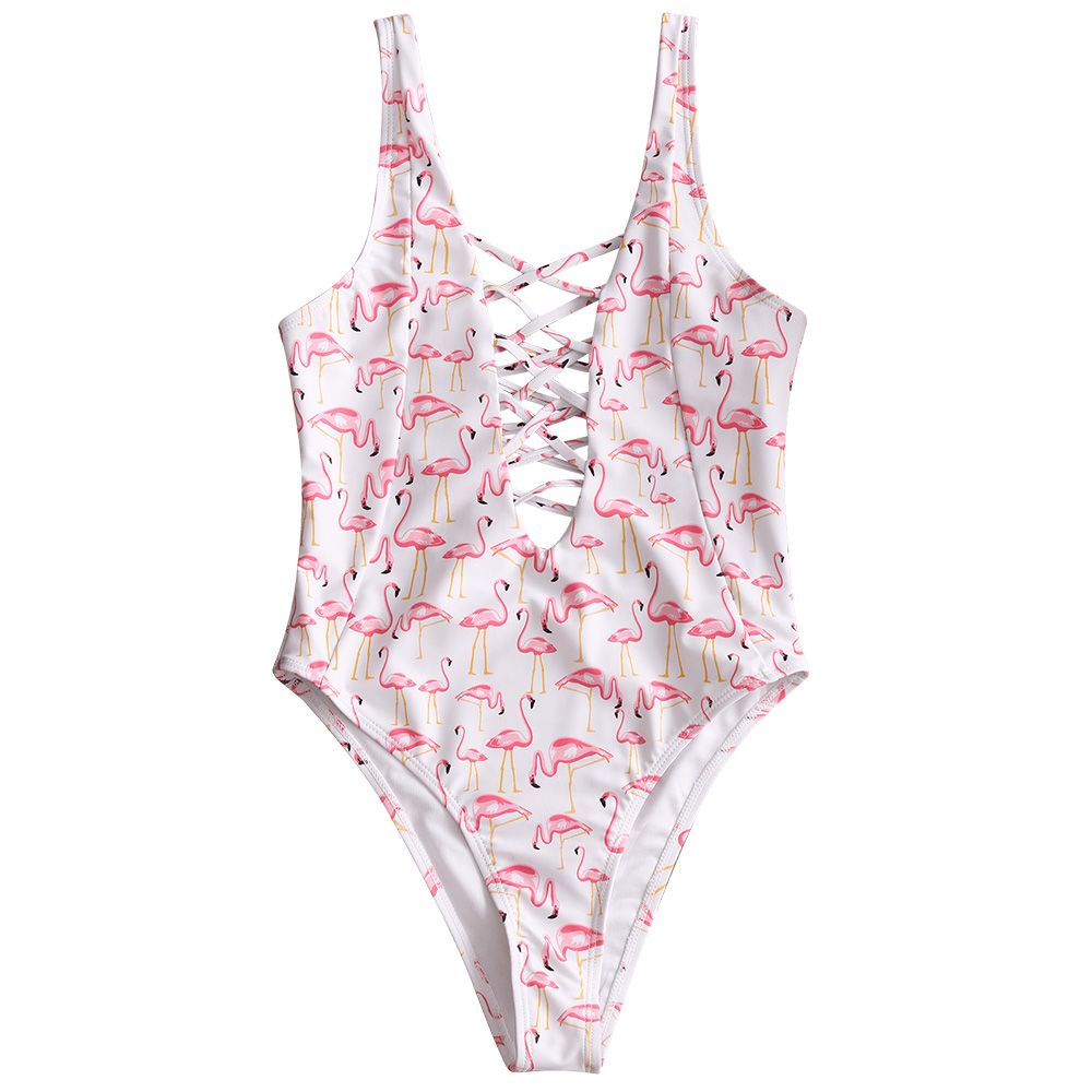 flamingo one piece bathing suit