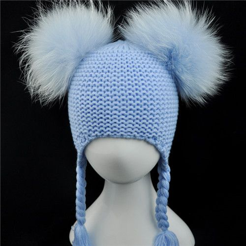 baby fur pom pom hat