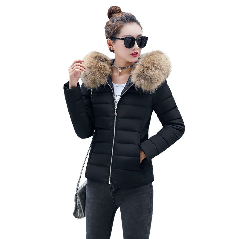 black coat with big fur hood womens