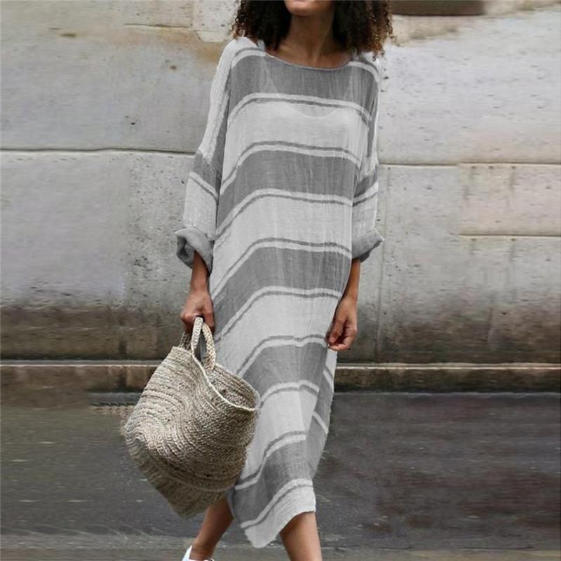 High Quality Spring Summer Linen Dress Women Plus Size Casual