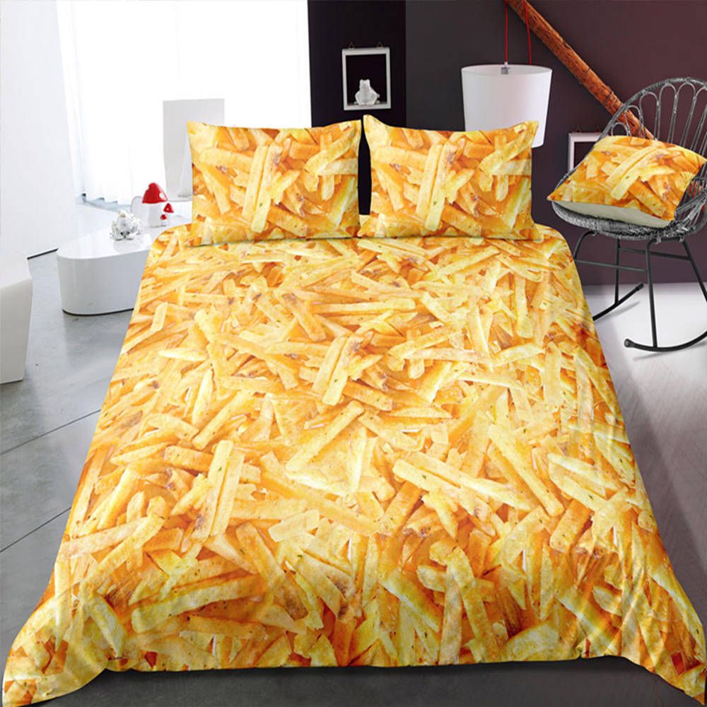 French Fries Print Bedding Set King Size Funny Fashion 3d Duvet