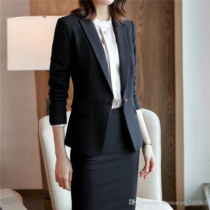 Conjunto Profesional Mujer De Pantalón 2019 Primavera Otoño Temperamento Office Lady Chaqueta De Larga Con Pantalones Tallas Grandes Ropa De Trabajo De 72,47 € |