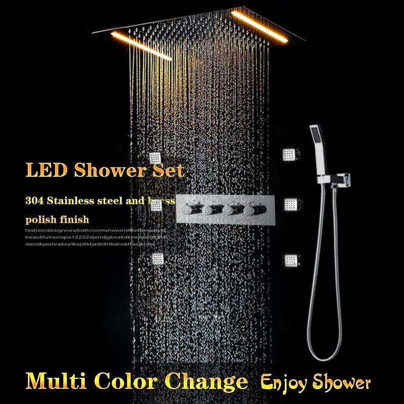 2020 Bathroom Multi Color Ceiling Shower Faucet Set Led Rainfall