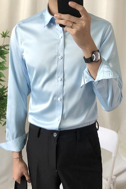 light blue dress shirt mens outfit