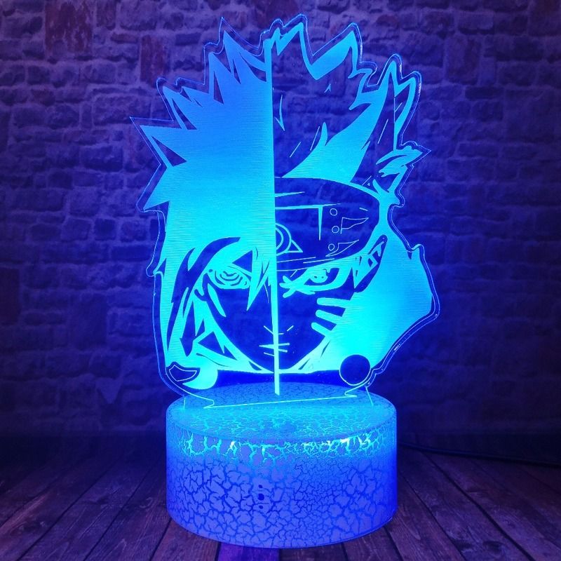 2020 Japan Manga Anime Naruto Uzumaki Uchiha Sasuke Ninja Figurines 3D LED Night Light Xmas Toy