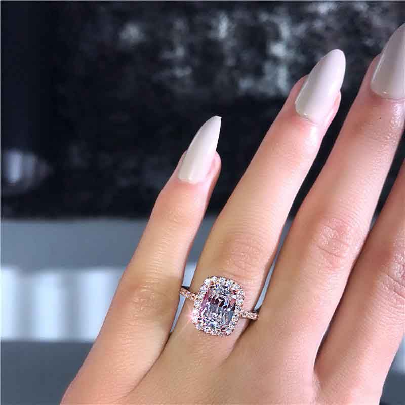 2019 Party Finger Ring 925 Sterling Silver Cushion Cut Diamonds Cz