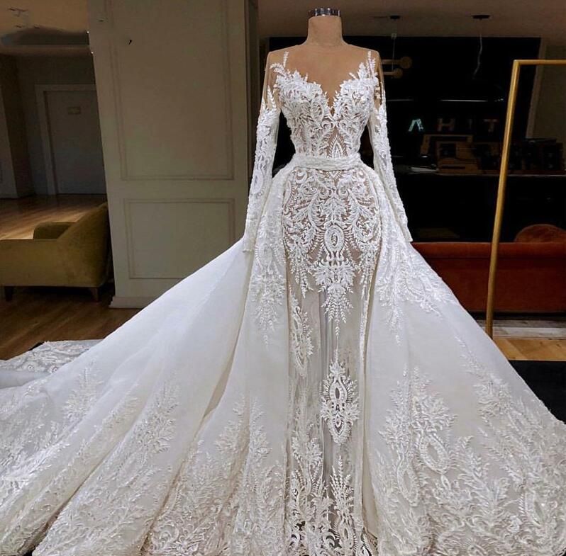 Compra Diseñador Árabe Elegante Encaje De Boda Vestidos De Novia Saudita  Dubai Formal Sirena Mariage Vestido Nupcial Vestido Africano De Noiva 2021  Barato | Entrega Rápida Y Calidad | Es.Dhgate