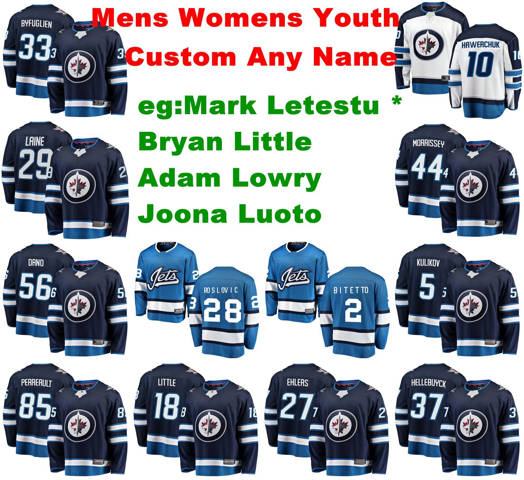 2021 Winnipeg Jets Jerseys Mark Letestu Jersey Adam Lowry Bryan Little Mathieu Perreault Joona 