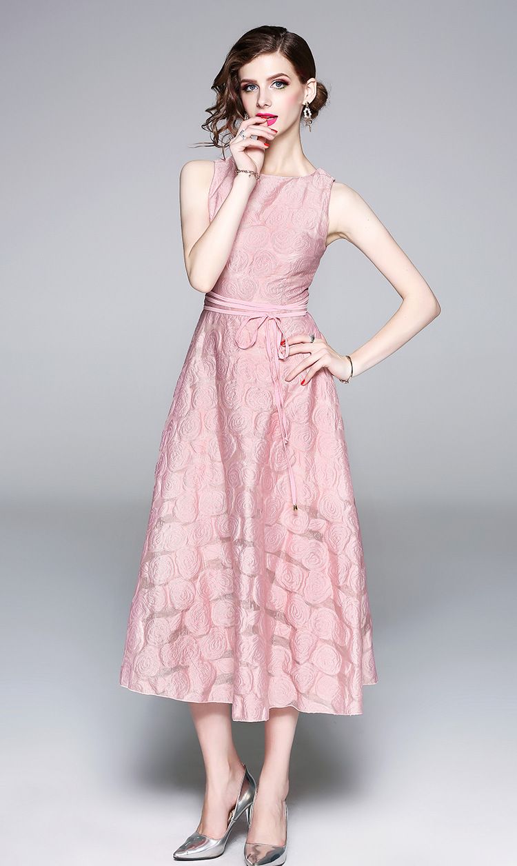 pink jacquard dress