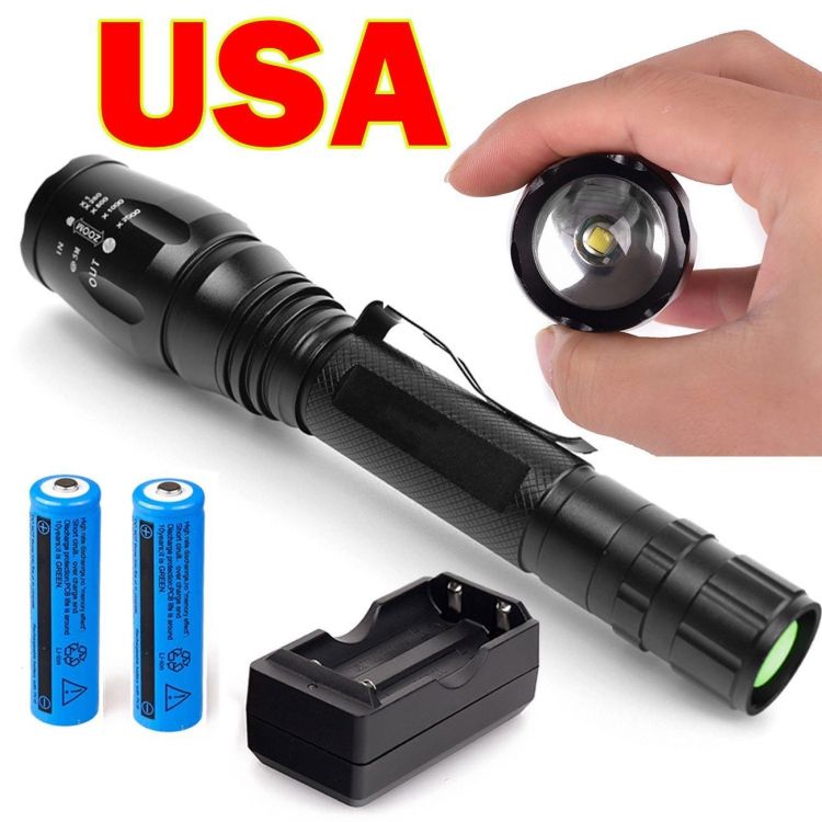 18650 Rechargeable 2PC 50000LM T6 LED 5Modes Tactical Flashlight Torch Aluminum 