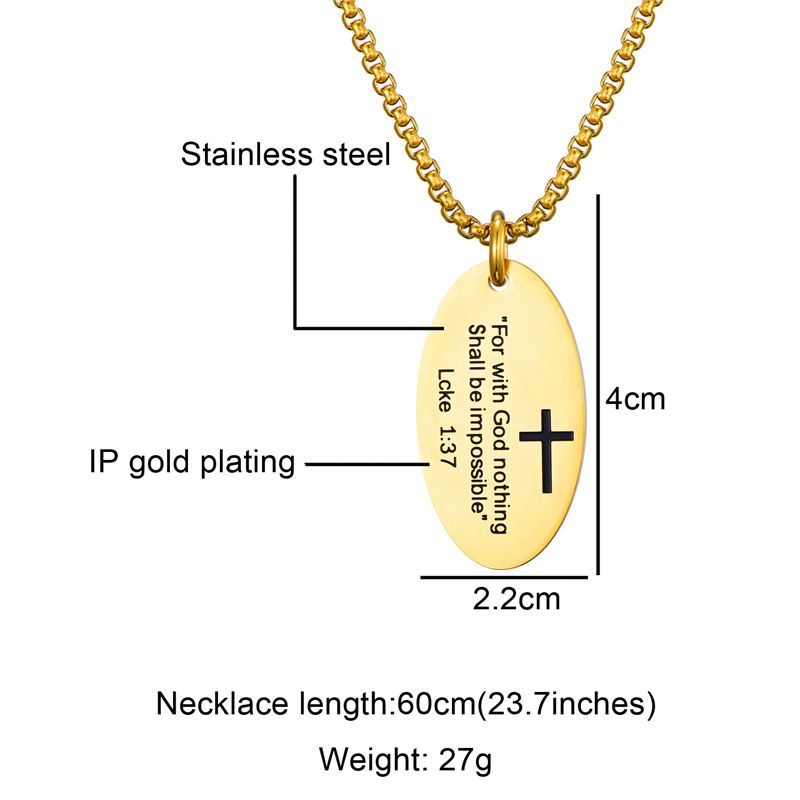 3 colores etiqueta de perro cruz la cruz Lucas 1:37 Dios collares de la biblia colgantes con 24 "collar de cadena de enlace para hombres joyería
