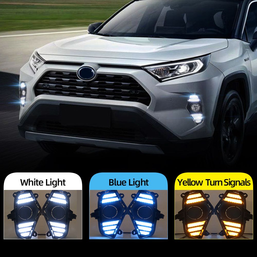 Details about   Pair Daytime Running Light Lamp W/Turn Grill Bumper For Toyota RAV4 2019-2020 