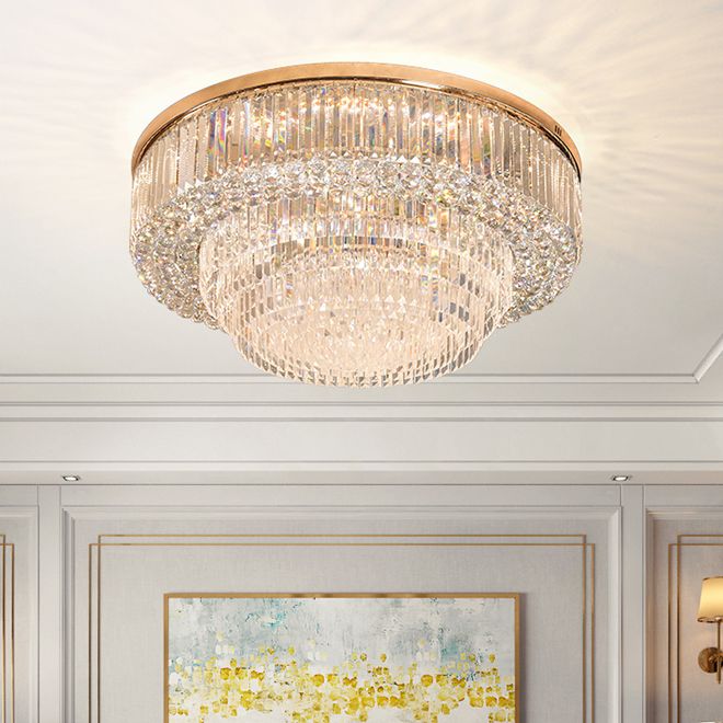 Contemporary Luxury Crystal Flush Mount Chandeliers Light Modern