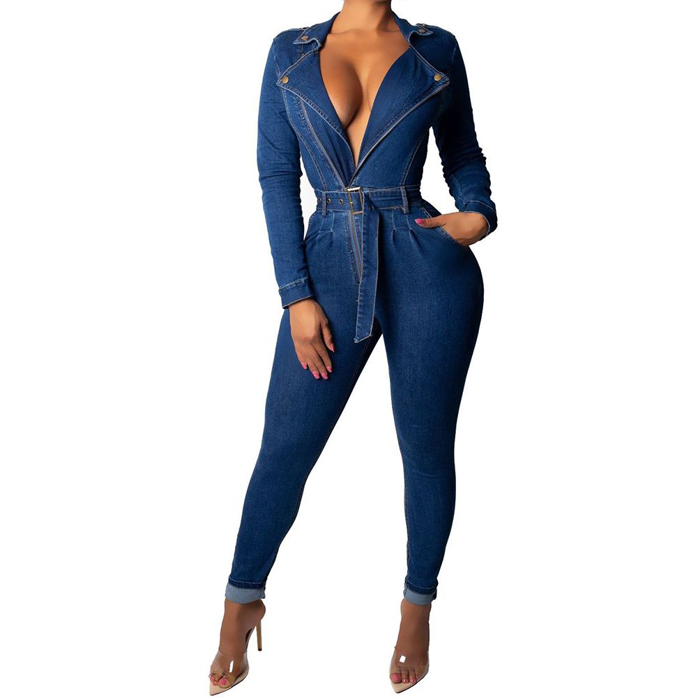 denim romper long pants