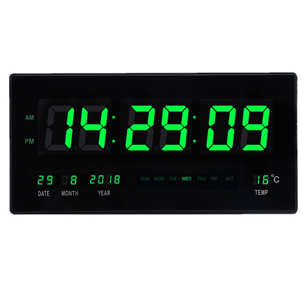 6 Digit LED Digital Calendar Wall Clock With Temperature Display Big