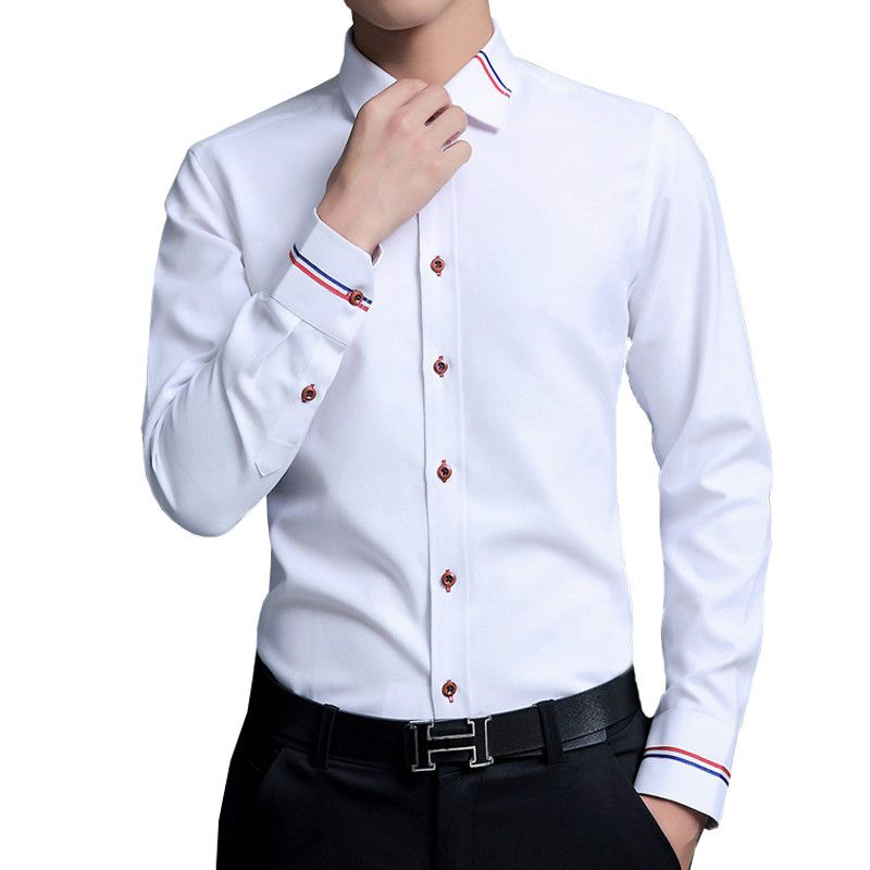 Compre Camisas De Vestir Moda Masculina Camisas Oxford Camisa Blanca Informal De Manga Larga De Corte Slim Social RS 369 A 16,18 € Del Vikey13 | DHgate.Com