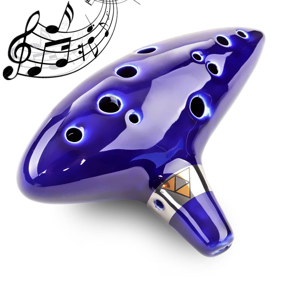 12 Hole C Key White Alto Ocarina, Use AC Key to Play Instrument Ocarina