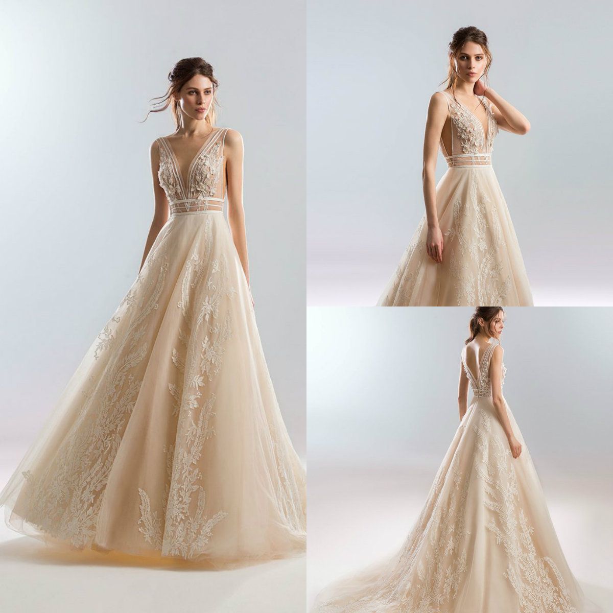simple champagne wedding dress