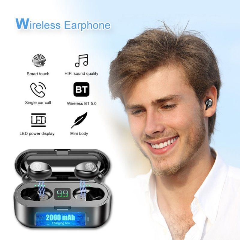 Fornitura Allingrosso F9 Bluetooth 5.0 Auricolari Wireless Auricolari TWS  5.0 Di Ricarica Di Sicurezza Mini Invisibile Sport Headphones Doppio  Microfono 3500mAh F9 TWS Da Eplanet, 17,32 € | It.Dhgate.Com