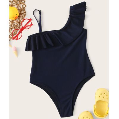 yellow and white striped swimsuit