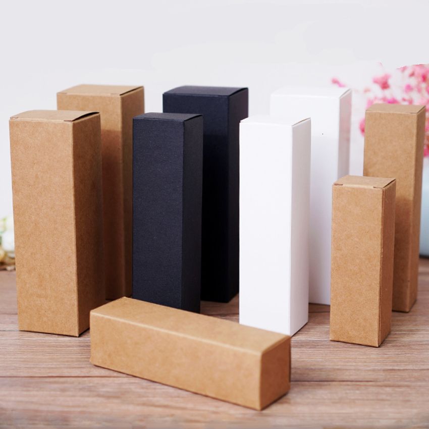 4x4x16cm 55x55x170mm White Black Kraft Paper Box DIY Lipstick Perfume