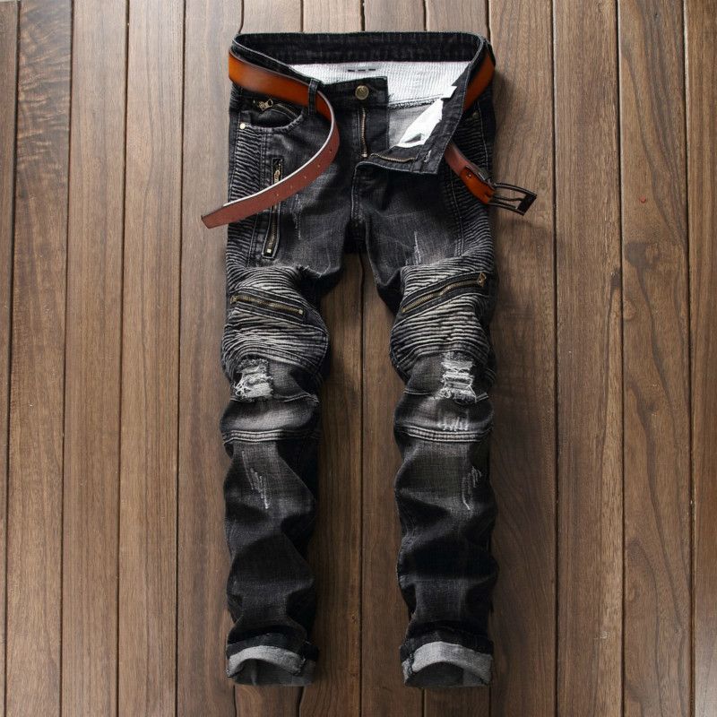 slim straight biker jeans