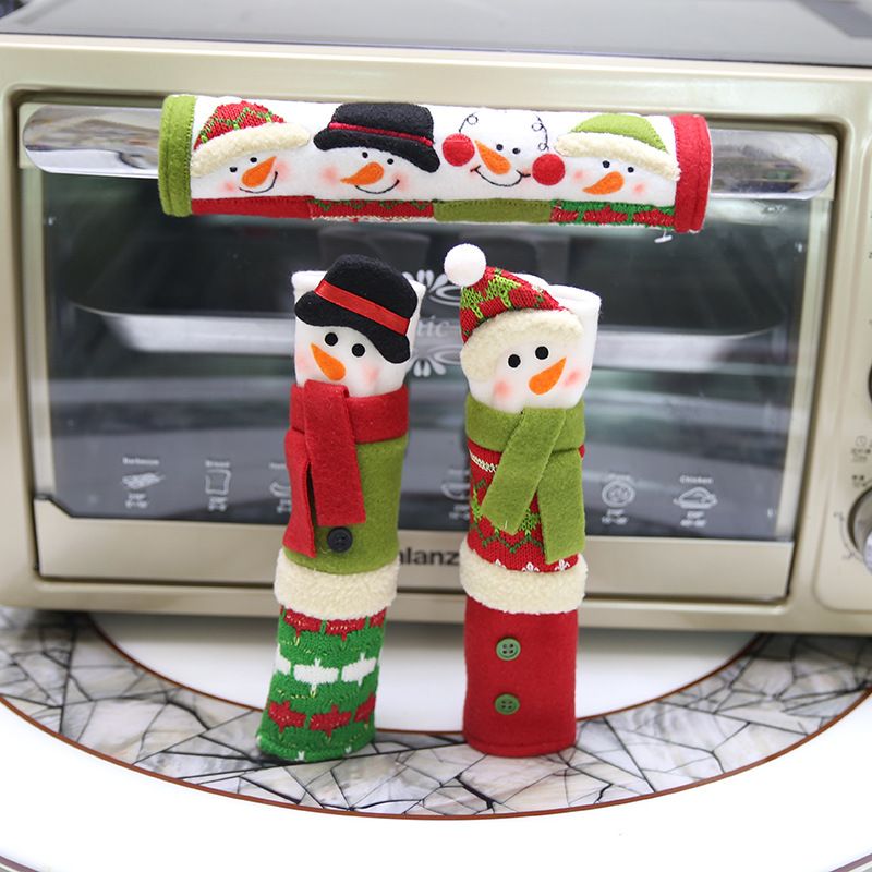Christmas Handle Cover Refrigerator Door Microwave Xmas Decor Snowman Sleeve