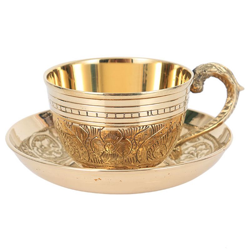 Discount Arabic Copper Tea Cup With Pad India Coffee Cups Saucer Sets
