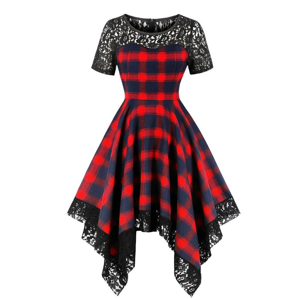 plaid formal dress