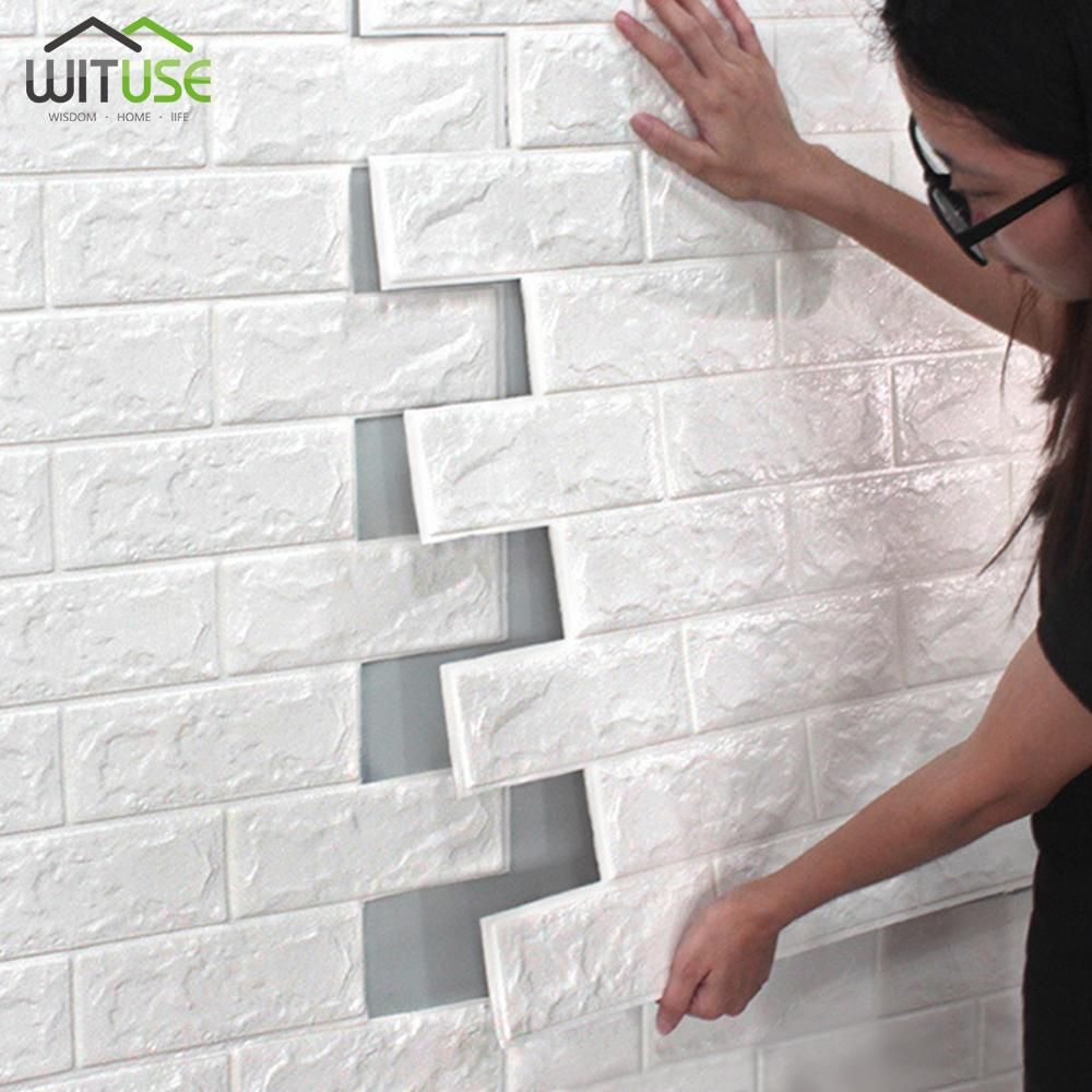 3D-Wallpaper Stone Brick Wall Sticker Panel Thick Soft PE Foam Wall Cover