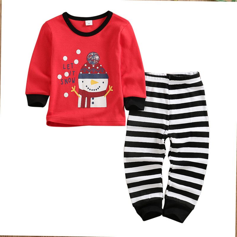 5T Kids Toddler Clothes Christmas Outfits Baby Girls Boy Tops+Striped Pants Suits